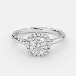 Cushion Halo 0.24 Carat Diamond Solid Gold Engagement Ring - LDHC009