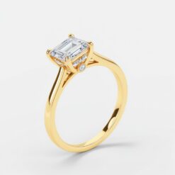 Emerald Hidden Halo 0.12 Carat Diamond Solid Gold Engagement Ring - LDHHE003