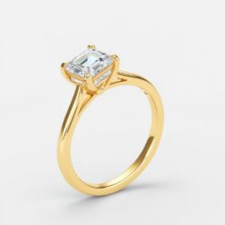 Emerald Hidden Halo 0.18 Carat Diamond Solid Gold Engagement Ring - LDHHE004