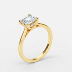 Emerald Hidden Halo 0.18 Carat Diamond Solid Gold Engagement Ring - LDHHE007