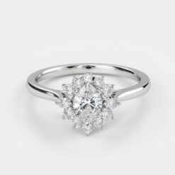 Marquise Halo 0.18 Carat Diamond Solid Gold Engagement Ring - LDHM001