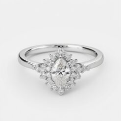 Marquise Halo 0.345 Carat Diamond Solid Gold Engagement Ring - LDHM0011