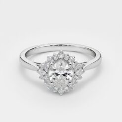 Marquise Halo 0.345 Carat Diamond Solid Gold Engagement Ring - LDHM002