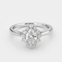Marquise Halo 0.18 Carat Diamond Solid Gold Engagement Ring - LDHM004