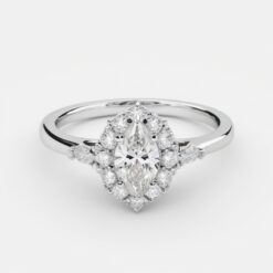 Marquise Halo 0.21 Carat Diamond Solid Gold Engagement Ring - LDHM005