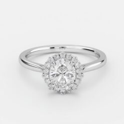 Oval Halo 0.27 Carat Diamond Solid Gold Engagement Ring - LDHO0011