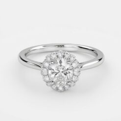 Oval Halo 0.24 Carat Diamond Solid Gold Engagement Ring - LDHO002