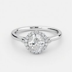 Oval Halo 0.285 Carat Diamond Solid Gold Engagement Ring - LDHO003