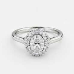Oval Halo 0.255 Carat Diamond Solid Gold Engagement Ring - LDHO004