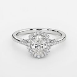 Oval Halo 0.375 Carat Diamond Solid Gold Engagement Ring - LDHO005