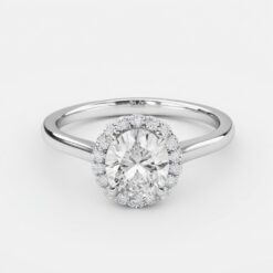 Oval Halo 0.255 Carat Diamond Solid Gold Engagement Ring - LDHO006