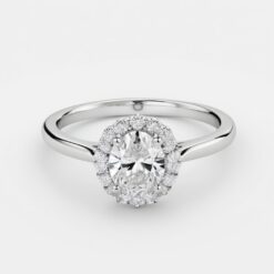 Oval Halo 0.255 Carat Diamond Solid Gold Engagement Ring - LDHO008