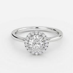 Oval Halo 0.27 Carat Diamond Solid Gold Engagement Ring - LDHO009