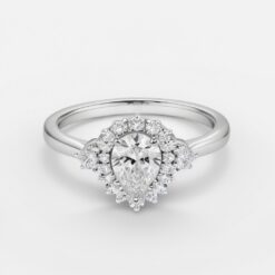 Pear Halo 0.285 Carat Diamond Solid Gold Engagement Ring - LDHP003