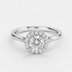 Round Halo 0.285 Carat Diamond Solid Gold Engagement Ring - LDHR002