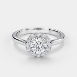 Round Halo 0.21 Carat Diamond Solid Gold Engagement Ring - LDHR004