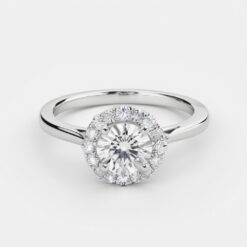 Round Halo 0.24 Carat Diamond Solid Gold Engagement Ring - LDHR006