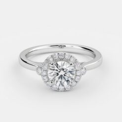 Round Halo 0.27 Carat Diamond Solid Gold Engagement Ring - LDHR007
