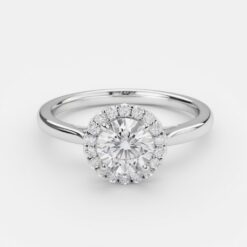 Round Halo 0.27 Carat Diamond Solid Gold Engagement Ring - LDHR008