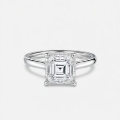 Asscher Solitaire Diamond Solid Gold Engagement Ring - LDSA001