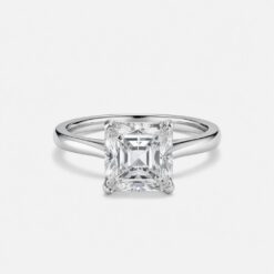 Asscher Solitaire Diamond Solid Gold Engagement Ring - LDSA0010