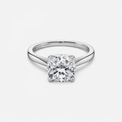 Cushion Solitaire Diamond Solid Gold Engagement Ring - LDSC003