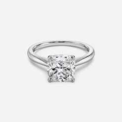 Cushion Solitaire Diamond Solid Gold Engagement Ring - LDSC004