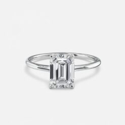 Emerald Solitaire Diamond Solid Gold Engagement Ring - LDSE001