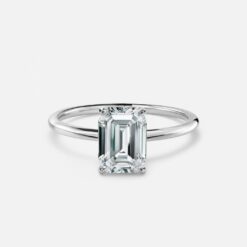 Emerald Solitaire Diamond Solid Gold Engagement Ring - LDSE0011