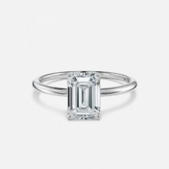 Emerald Solitaire Diamond Solid Gold Engagement Ring - LDSE003