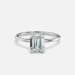 Emerald Solitaire Diamond Solid Gold Engagement Ring - LDSE005