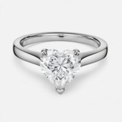 Heart Solitaire Diamond Solid Gold Engagement Ring - LDSH0011