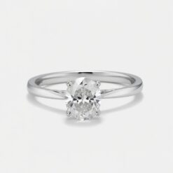 Oval Solitaire Diamond Solid Gold Engagement Ring - LDSO0010