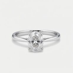 Oval Solitaire Diamond Solid Gold Engagement Ring - LDSO0011