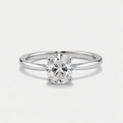 Oval Solitaire Diamond Solid Gold Engagement Ring - LDSO0012