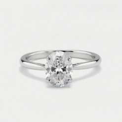 Oval Solitaire Diamond Solid Gold Engagement Ring - LDSO002