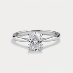 Oval Solitaire Diamond Solid Gold Engagement Ring - LDSO004
