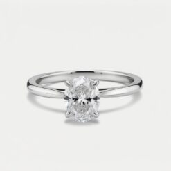 Oval Solitaire Diamond Solid Gold Engagement Ring - LDSO007