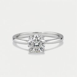 Round Solitaire Diamond Solid Gold Engagement Ring - LDSR001