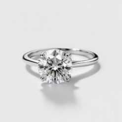 Round Solitaire Diamond Solid Gold Engagement Ring - LDSR004