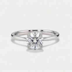 Round Solitaire Diamond Solid Gold Engagement Ring - LDSR005