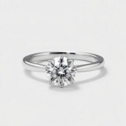 Round Solitaire Diamond Solid Gold Engagement Ring - LDSR008