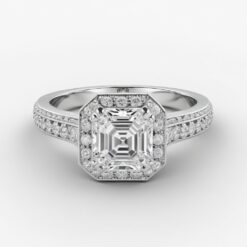 Asscher Unique 0.6 Carat Diamond Solid Gold Engagement Ring - LDUA0011