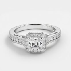 Asscher Unique 0.54 Carat Diamond Solid Gold Engagement Ring - LDUA002