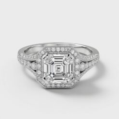 Asscher Unique 0.75 Carat Diamond Solid Gold Engagement Ring - LDUA004