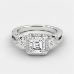 Asscher Unique 0.84 Carat Diamond Solid Gold Engagement Ring - LDUA006