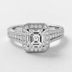 Asscher Unique 0.75 Carat Diamond Solid Gold Engagement Ring - LDUA007
