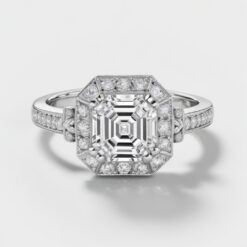 Asscher Unique 1.11 Carat Diamond Solid Gold Engagement Ring - LDUA008