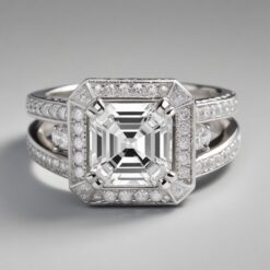 Asscher Unique 0.51 Carat Diamond Solid Gold Engagement Ring - LDUA009