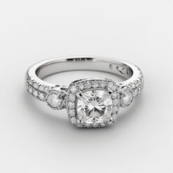 Cushion Unique 0.57 Carat Diamond Solid Gold Engagement Ring - LDUC003